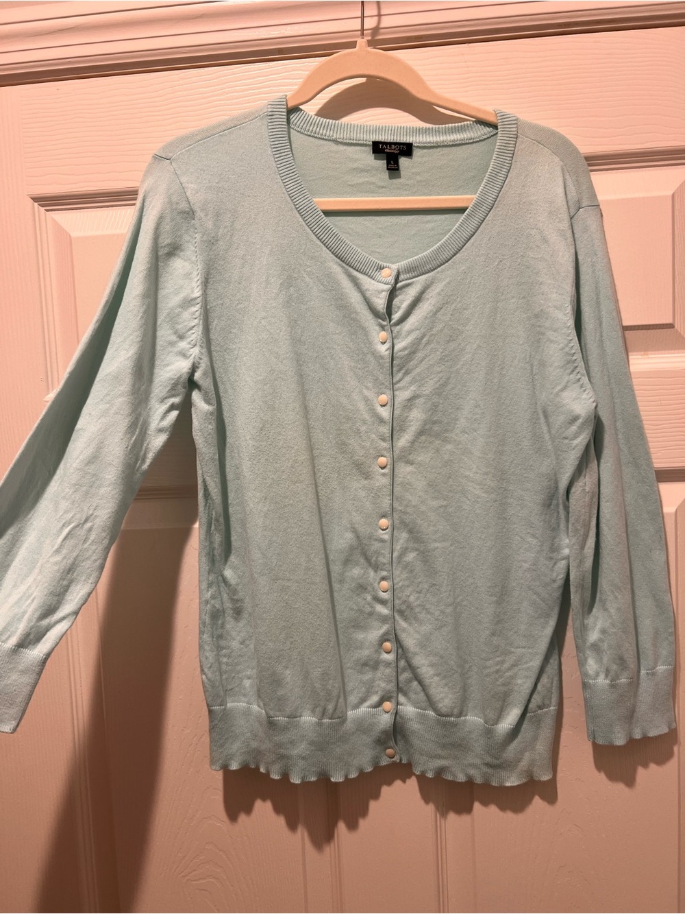 Talbots Mint Green Button-Front Cardigan